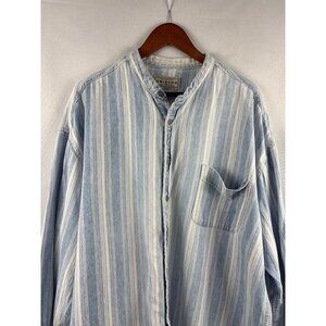 The Original Arizona Jean Co. Mens XL Striped Button-Up Shirt 100% Cotton Blue &